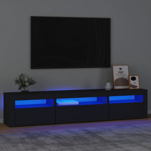 Comodă TV cu lumini LED, negru, 195x35x40 cm - V3152739V - Img 2