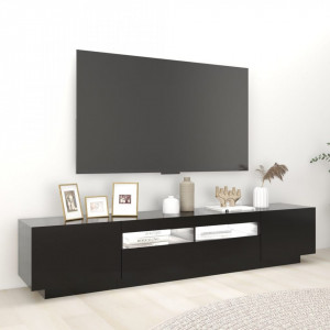 Comodă TV cu lumini LED, negru, 200x35x40 cm - V3081907V - Img 4