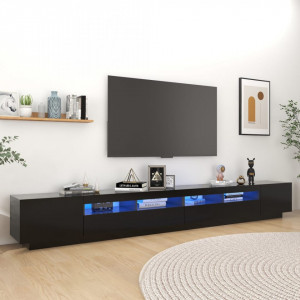 Comodă TV cu lumini LED, negru, 300x35x40 cm - V3081925V - Img 2