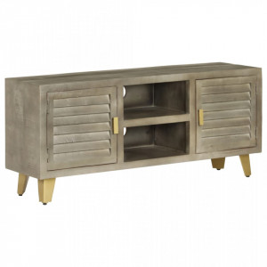 Comoda TV, gri, 110x30x48 cm, lemn masiv mango & alama - V246681V