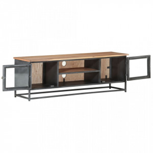 Comodă TV, gri, 120 x 30 x 40 cm, lemn masiv de acacia/oțel - V323499V - Img 3