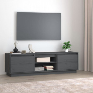 Comodă TV, gri, 140x35x40 cm, lemn masiv de pin - V814316V - Img 2