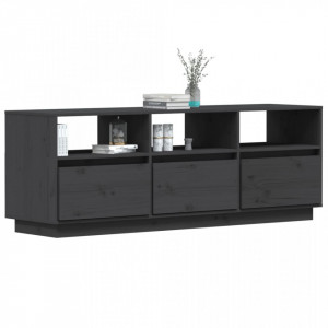 Comodă TV, gri, 140x37x50 cm, lemn masiv de pin - V813432V - Img 4