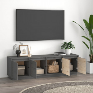 Comodă TV, gri, 156x37x45 cm, lemn masiv de pin - V814396V - Img 3