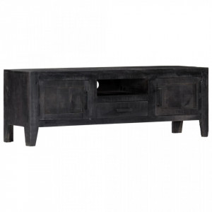 Comoda TV, negru, 118 x 30 x 40 cm, lemn masiv de mango - V247985V