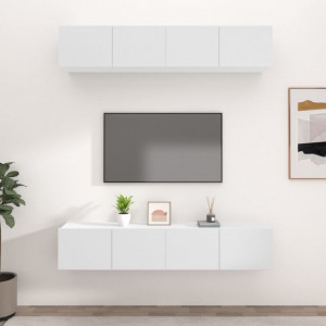 Comode TV, 4 buc., alb, 80x30x30 cm, lemn prelucrat - V3114182V - Img 2