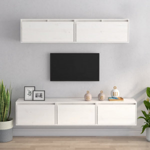 Comode TV, alb, 5 buc., lemn masiv de pin - V3100150V - Img 2