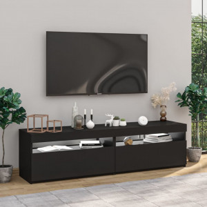 Comode TV cu lumini LED, 2 buc., negru, 75x35x40 cm - V804394V - Img 3