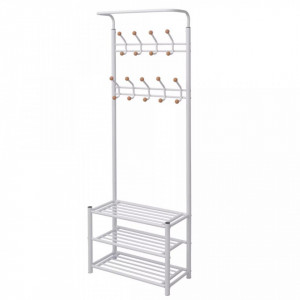 Cuier cu rafturi pentru pantofi, 68 x 32 x 182,5 cm, alb - V243727V - Img 1
