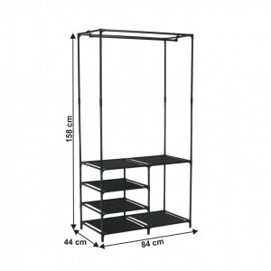 Cuier multifuncţional cu rafturi, 84x44x158 cm, negru - TP275329 - Img 11