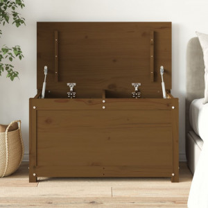 Cutie de depozitare, maro miere, 80x40x45,5 cm, lemn masiv pin - V823537V - Img 2