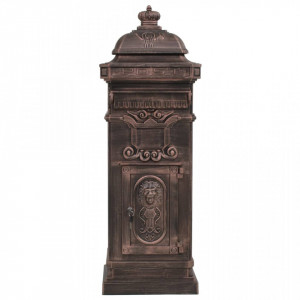 Cutie poștală stâlp, aluminiu, stil vintage, inoxidabil, bronz - V43892V - Img 3