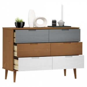 Dulap cu sertare , maro, 113x40x80 cm, lemn masiv de pin - V350507V - Img 3