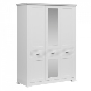 Dulap cu trei uşi cu oglindă, alb - TP303534