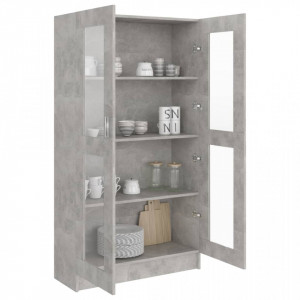 Dulap cu vitrina, gri beton, 82,5 x 30,5 x 150 cm, PAL - V802763V - Img 4