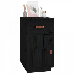 Dulap de birou, negru, 40x50x75 cm, lemn masiv de pin - V820101V - Img 4