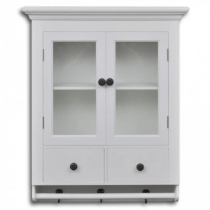 Dulap de perete pentru bucatarie, cu usa din sticla, lemn, alb - V241374V - Img 3