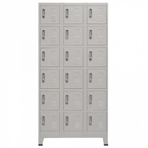 Dulap de vestiar cu 18 compartimente, metal, 90x40x180 cm - V245966V - Img 3