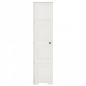 Dulap din plastic, 40x43x164 cm, alb, design de lemn - V340600V