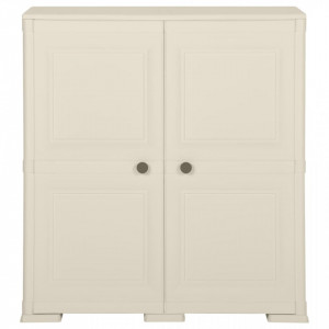 Dulap din plastic, 79x43x85,5 cm, crem, design de lemn - V340595V