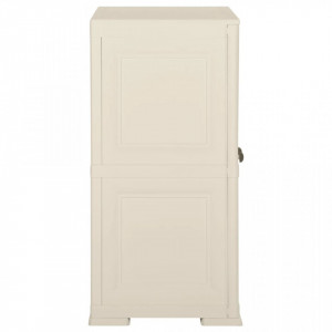 Dulap din plastic, 79x43x85,5 cm, crem, design de lemn - V340595V - Img 3