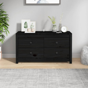 Dulap lateral, negru, 100x40x54 cm, lemn masiv de pin - V821778V - Img 2