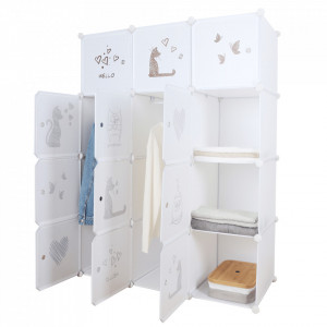 Dulap modular pentru copii, model alb și maro pentru copii - TP288140 - Img 1