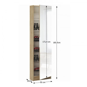 Dulap, pantofar cu oglindă, sonoma, 50x20x180 cm - TP42401 - Img 2