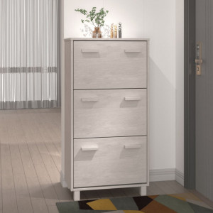 Dulap pantofi, alb, 59,5x35x117 cm, lemn masiv de pin - V340513V - Img 2