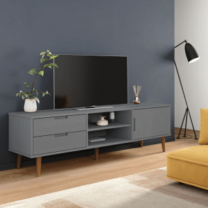 Dulap TV , gri, 158x40x49 cm, lemn masiv de pin - V350536V - Img 2