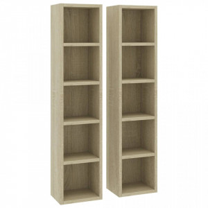 Dulapuri CD-uri, 2 buc., stejar Sonoma, 21x16x93,5 cm, PAL - V802699V - Img 2