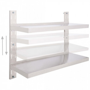 Etajera de perete cu doua rafturi, 100 x 30 cm, otel inoxidabil - V51047V - Img 3