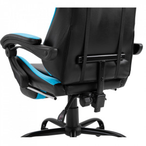 Fotoliu birou / gaming cu suport picioare, negru și albastru, 64x121-131x53-81 cm - TP266175 - Img 3