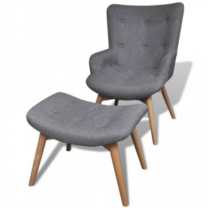 Fotoliu cu taburet pentru picioare, material textil, gri - V241673V