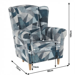 Fotoliu, material gri-albastru cu model - TP211117 - Img 13