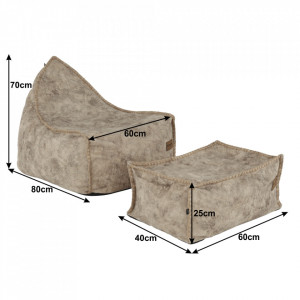 Fotoliu tip sac cu taburet, gri-maro - TP258168 - Img 13