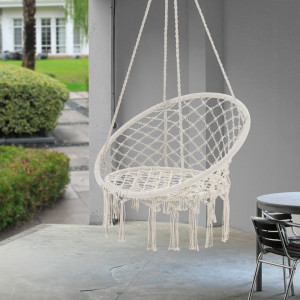 Hamac scaun ABLS-6003, 140 cm, otel/bumbac/poliester, crem - P68899610 - Img 1