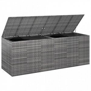 Ladă grădină pentru perne, gri, 291x100,5x104 cm, ratan PE - V317237V - Img 3