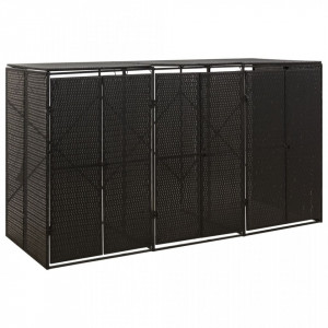 Magazie de pubele triplă, negru, 207x80x117 cm, poliratan - V319862V - Img 2