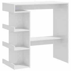 Masă bar cu raft depozitare alb extralucios 100x50x101,5 cm PAL - V809455V