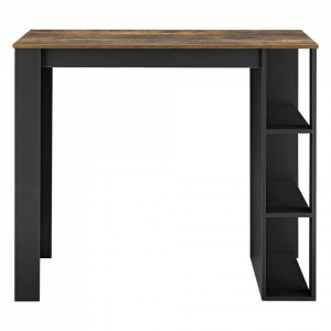 Masa bar Danderyd SH, 120 x 60 x 105,5 cm, PAL melaminat, negru, cu blat masa lemn stejar, cu trei rafturi - P73294021 - Img 2