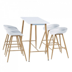 Masă de bar, alb /culoarea fag, MDF / metal, 110x50 cm - TP297902 - Img 3
