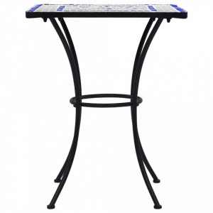 Masa de bistro mozaic, albastru si alb, 60 cm, ceramica - V46706V - Img 3