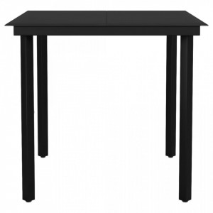 Masă de bucătărie de grădină, negru, 80x80x74 cm, oțel/sticlă - V318746V - Img 3