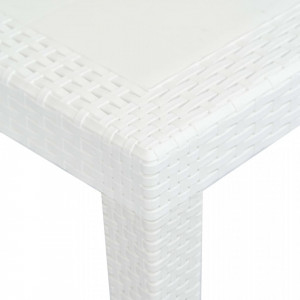 Masa de gradina, alba, 220x90x72 cm, plastic, aspect ratan - V45607V - Img 4