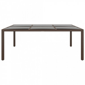 Masă de grădină cu blat din sticla, maro, 200x150x75 cm, ratan - V310589V