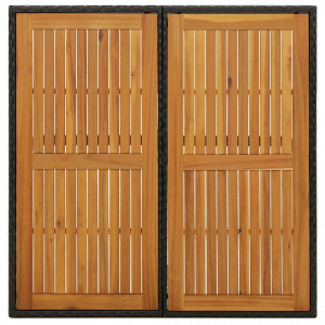 Masă de grădină, negru, 109x107x74 cm, poliratan și lemn acacia - V316790V - Img 4