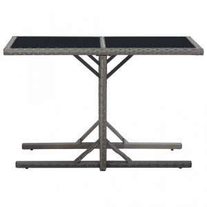 Masa de gradina, negru, 110 x 53 x 72 cm, sticla si poliratan - V46452V - Img 2