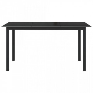 Masă de grădină, negru, 150x90x74 cm, aluminiu și sticlă - V312201V