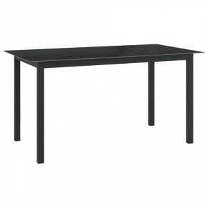 Masă de grădină, negru, 150x90x74 cm, aluminiu și sticlă - V312201V - Img 2